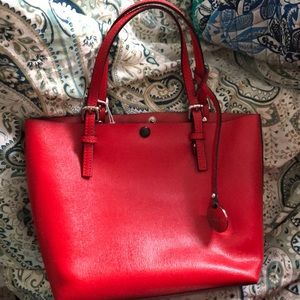 Red leather pulicati handbag/purse